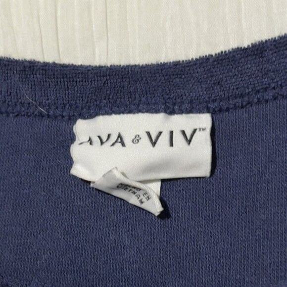 Ava & Viv Tank Women's 1X Plus Size Casual Dark Blue Loop Terry - Picture 4 of 9